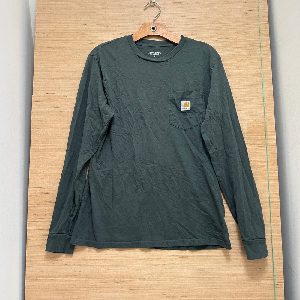 Carhartt WIP Mens Long Sleeve Pocket T-Shirt Dark Green Size M